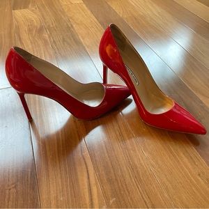 NEW! Manolo Blahnik Red Patent Leather Romy Heels